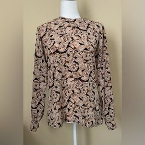 EUC Top - Pull-Over, Vintage, Quirky, Fun Design (Playbills?), Long Sleeves,